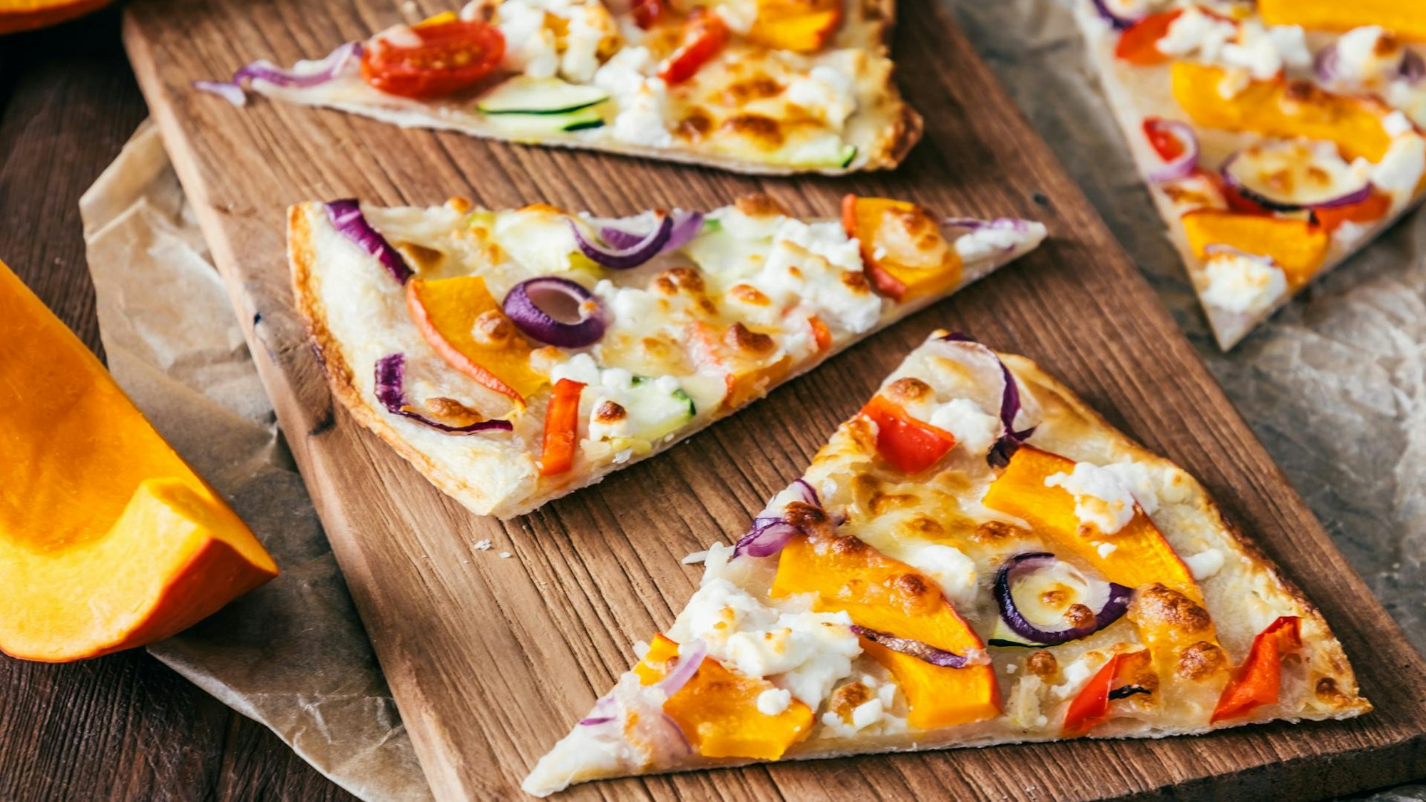 Pizza mit Kürbis